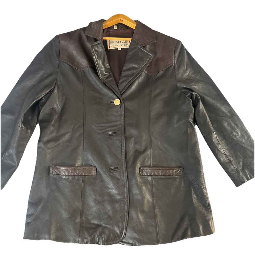 Braefair Leather Brown Genuine Leather Jacket Coat Women's Size 16 - Picture 13 of 13